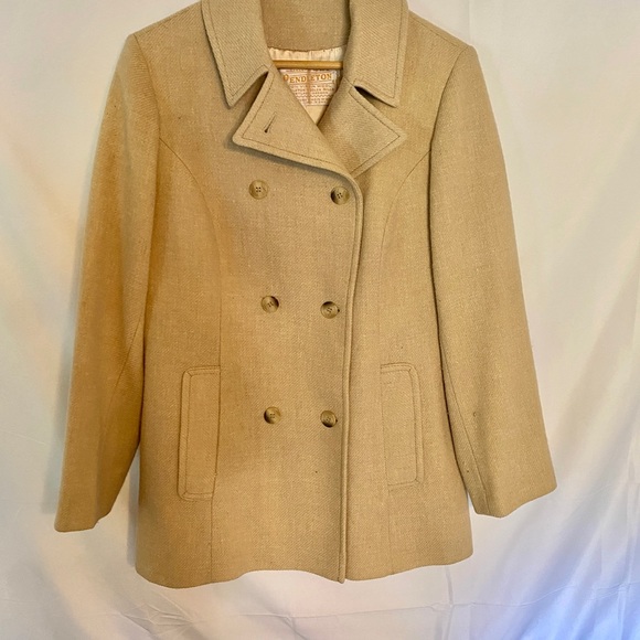 Pendleton Jackets & Blazers - Vintage Pendleton 100% Virgin Wool Pea Coat Jacket size 14 Beige
